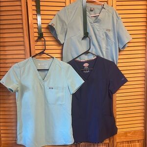 Figs Light Blue and Navy Women's Tops